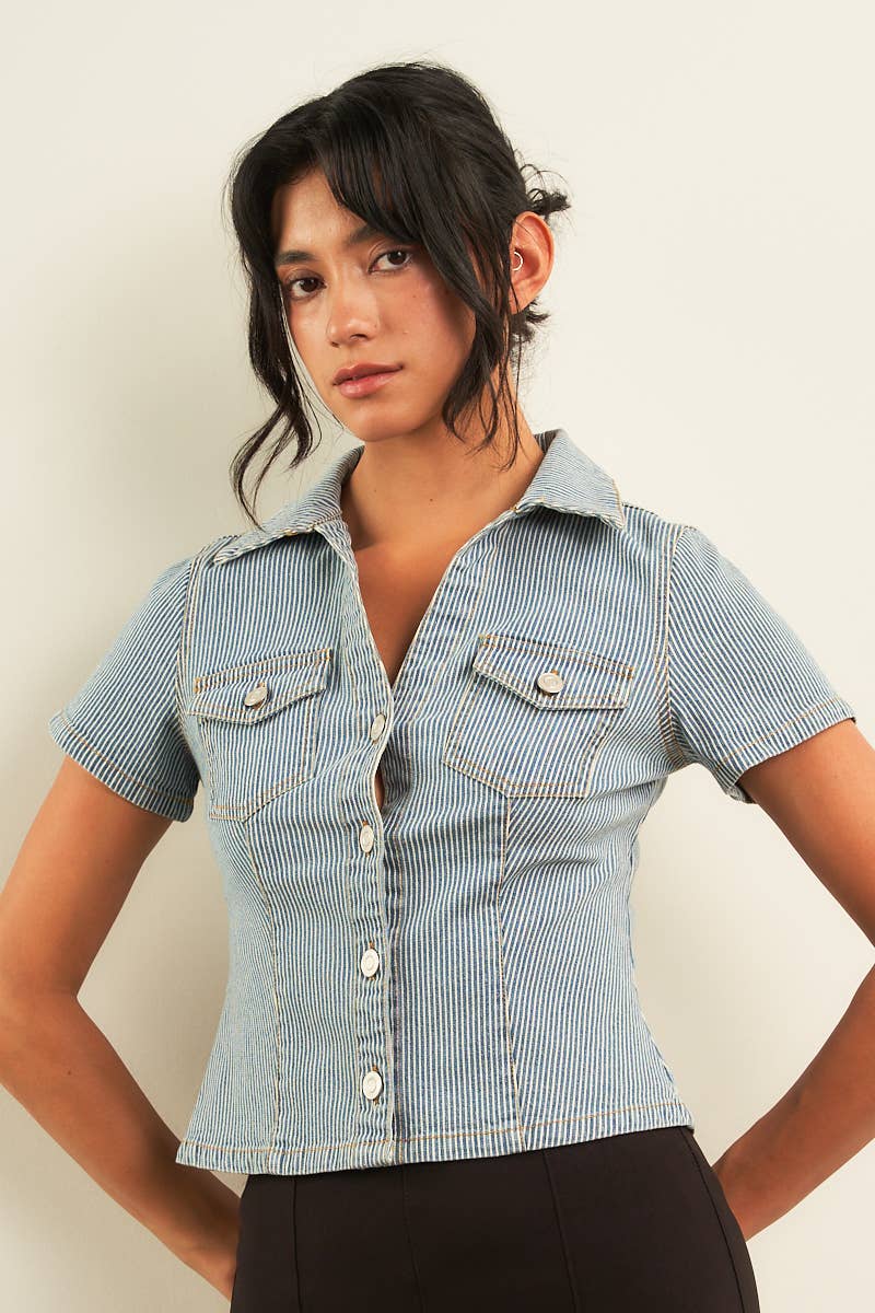 11314-PINSTRIPE DENIM SHIRTS