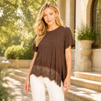 Asymmetrical Lace Trim Top B