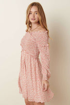 DITSY FLOWER SMOCKING DETAIL MINI DRESS