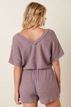 RIB V-NECK DOLMAN SLEEVE ROMPER