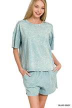 Acid Washed Short Sleeve Set