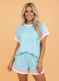 PRETTY BASH Colorblock Stripe Tee & Shorts Set