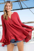 SW275 - Waffle Knit Flare Top