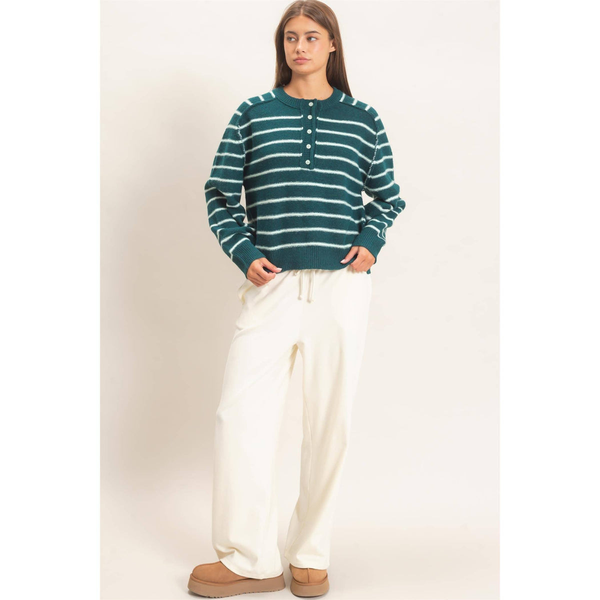 Stripe Henley Sweater