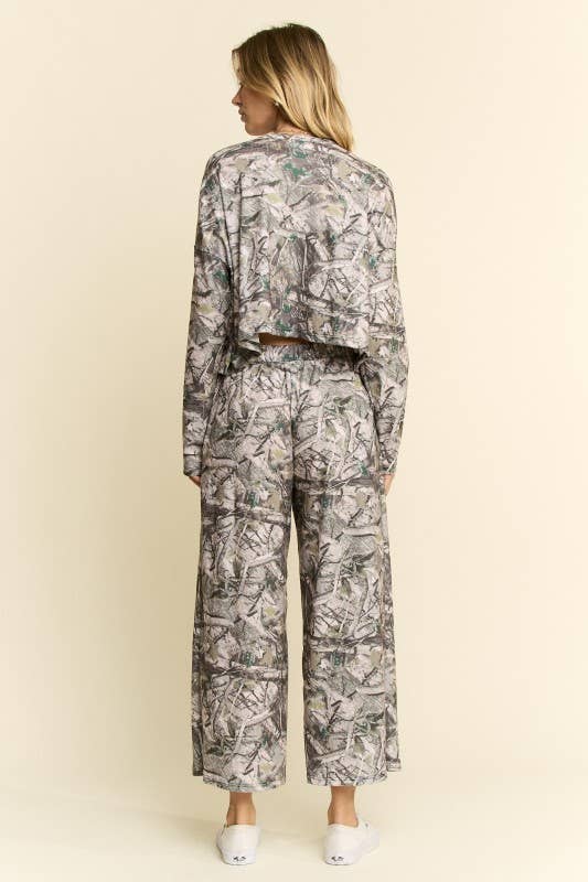 PLUS SIZE HUNTING CAMO LONG PANTS LOUNGE SET