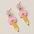 Elegant Pencil and Bow Pearl | Earrings