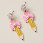 Elegant Pencil and Bow Pearl | Earrings
