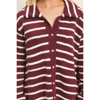 Striped Button Front Cardigan