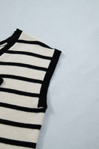 Reversible Striped Plush Knit Top with Bow Accent (S-XL)