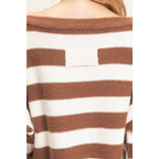Striped Boat Neck Knit Sweater