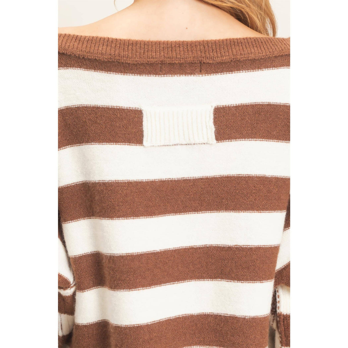 Striped Boat Neck Knit Sweater