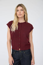 RAW EDGE SLEEVELESS LIGHTWEIGHT CARDIGAN