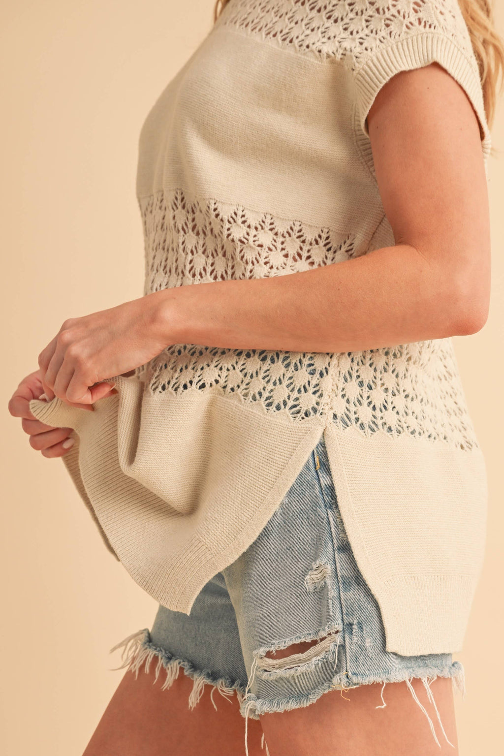 3231FN Ameena Open Stitch Mesh Tank
