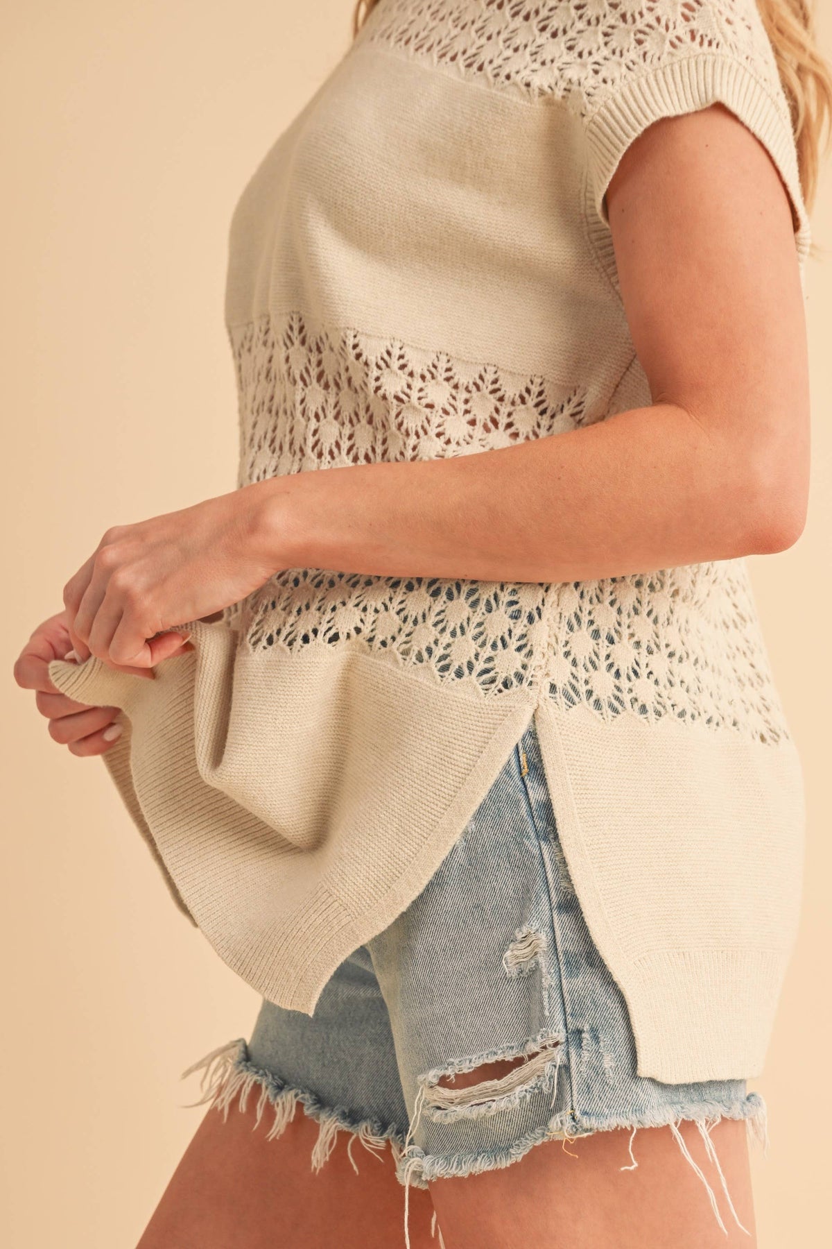 3231FN Ameena Open Stitch Mesh Tank