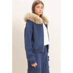 Detachable Fur Zip Up Hoodie