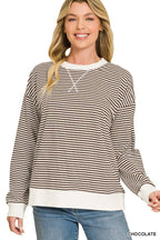 Striped Rib Banded Pullover