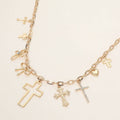Cross Bow Heart Charm Station Necklace