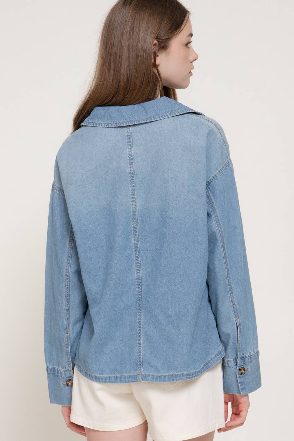 Long Sleeve Pullover Denim Shirt