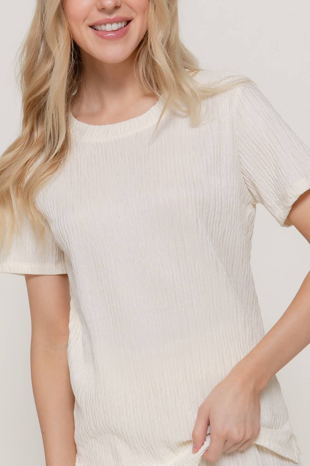 Short Sleeve Top & Wide Knit Pants Set