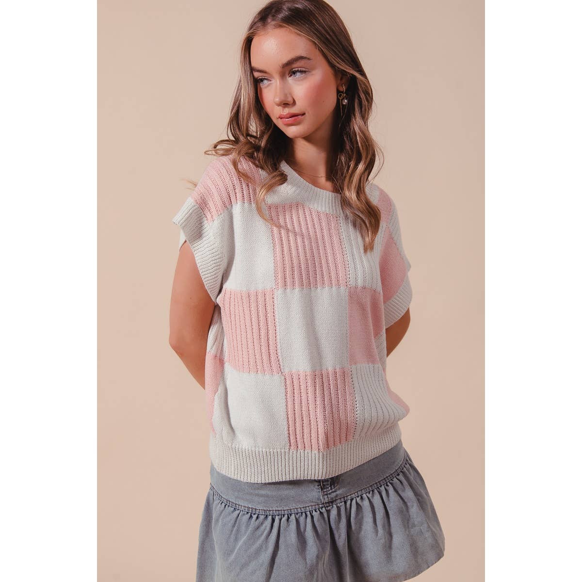 CHECK PLAID CASUAL SWEATER TOP