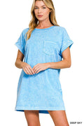 1211 Halo Washed Premium Cotton T Shirts Dress w/ pockets SI-2918