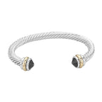Stone Tip Twisted Rope Cuff Bracelet