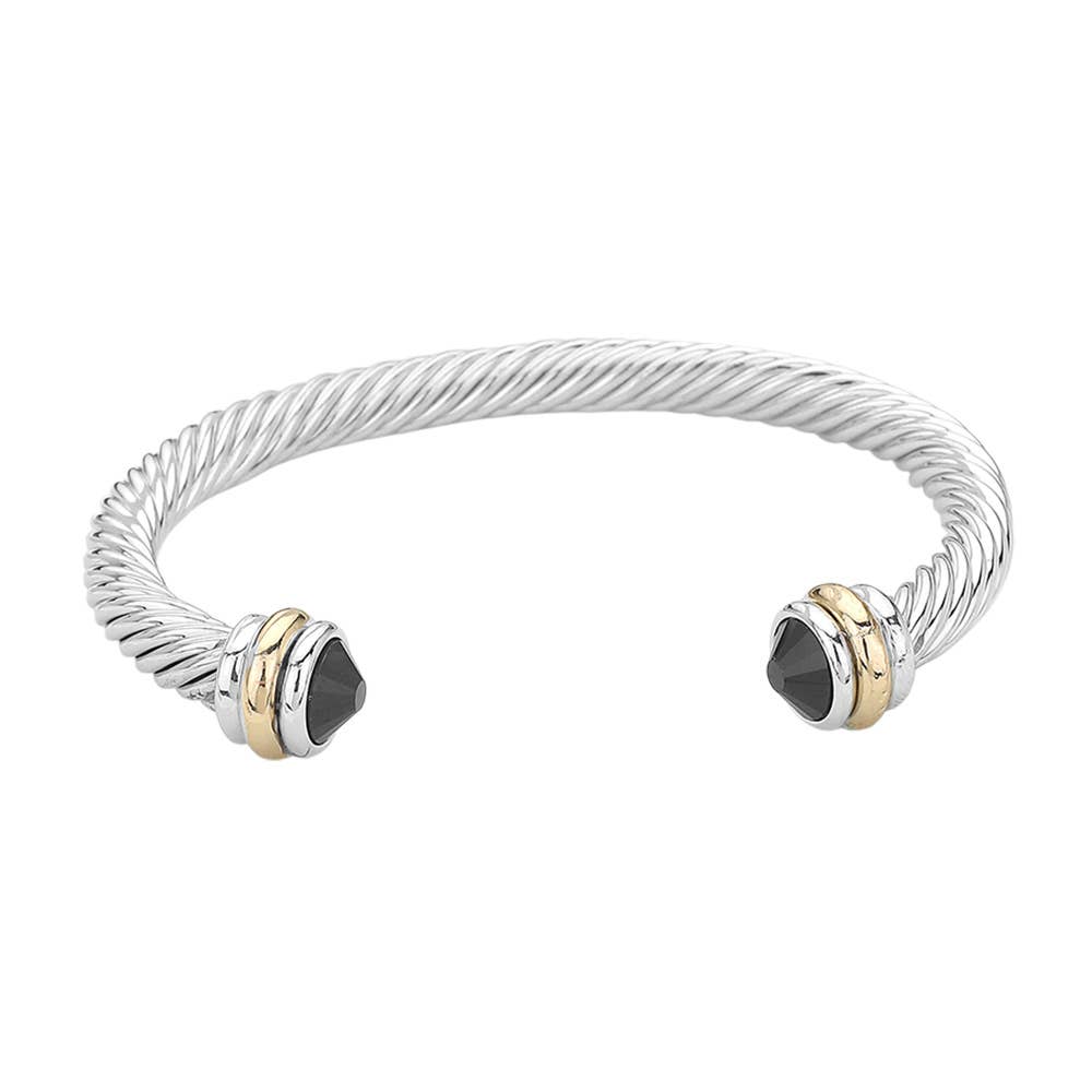Stone Tip Twisted Rope Cuff Bracelet