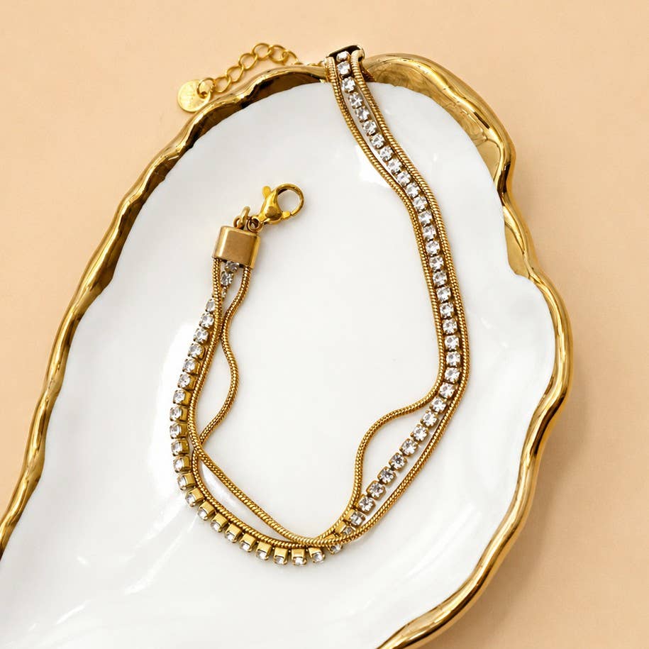 18K STAINLESS TARNISH FREE RHINESTONE BRACELET | 40B5269