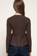 Long Sleeve Peplum Sweater Cardigan