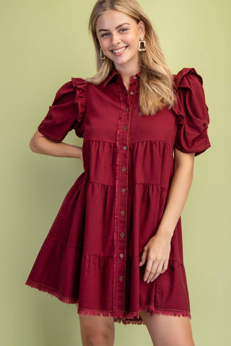 Linen Button Up Shirt Dress