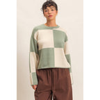 Crew Neck Checkered Sweater