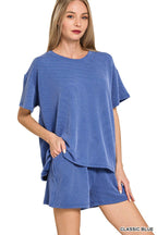 `.SI-26647 Corded Rib Short Sleeve Tee & Short Pants 2PC Set