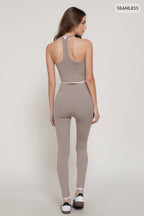 Double Layer Effect Crop Tank Top & Leggings Seamless Set