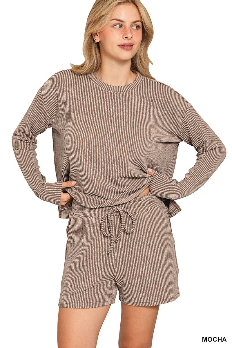 ..Ribbed Short Sleeve Tee & Pants 2PC Set