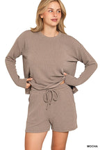 ..Ribbed Short Sleeve Tee & Pants 2PC Set