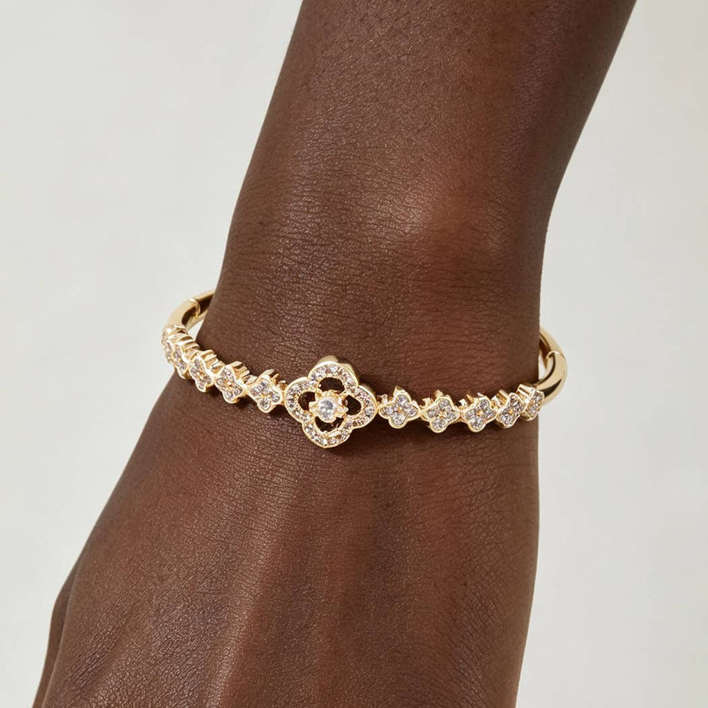 Multi Bejeweled Clover Charm Bracelet