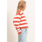 Striped Boat Neck Knit Sweater