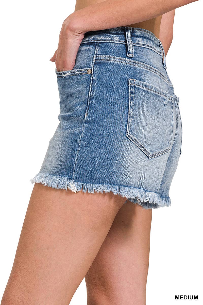 Frayed Hem Denim Shorts