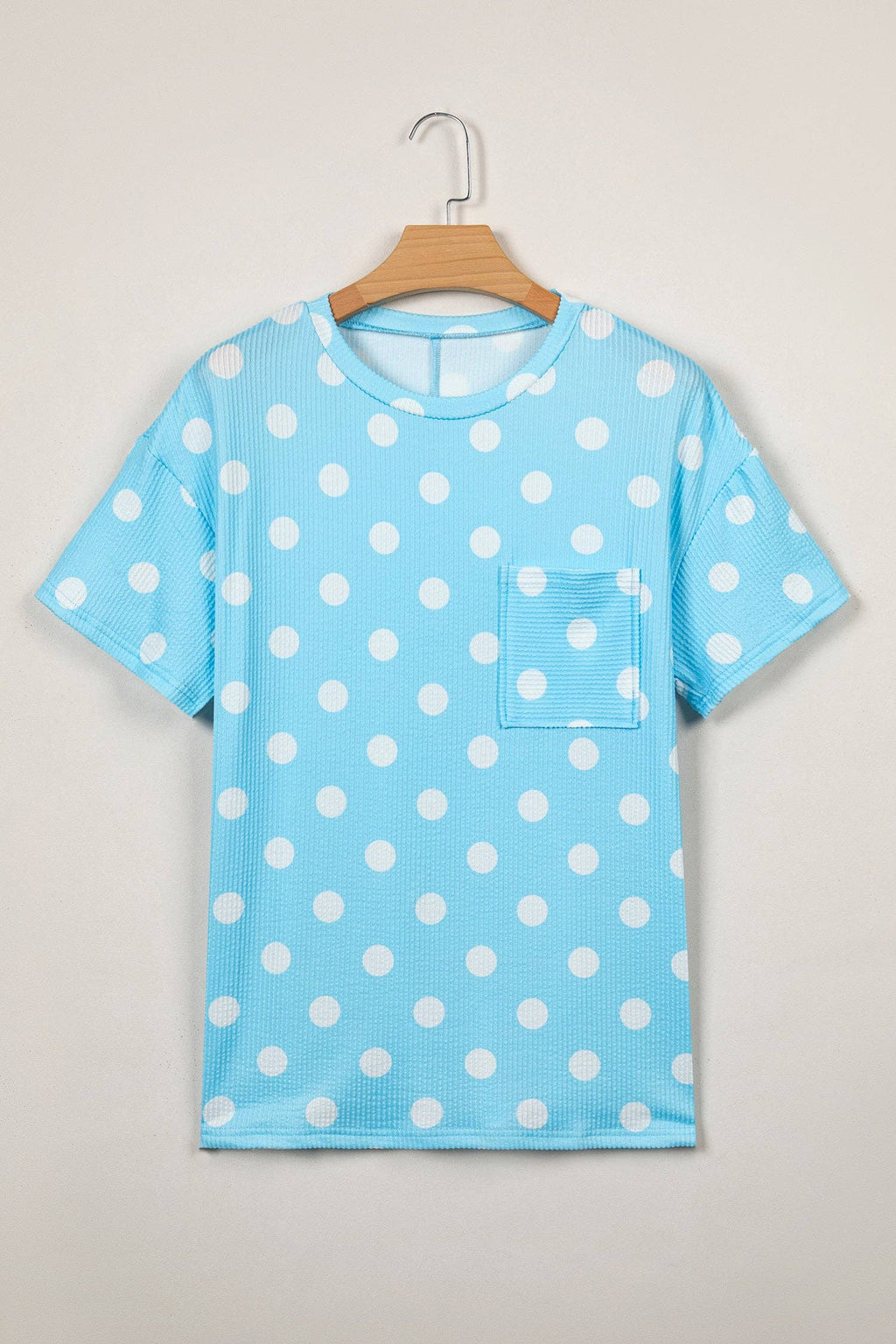 PRETTY BASH Polka Dot Patch Pocket Drop Shoulder Top