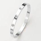 Stainless Steel Crystal Embellished Bangle Bracelet