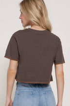 Short Sleeve Round Neck Embroidery Detail Cotton Jersey Top