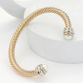 Stone Tip Twisted Rope Cuff Bracelet