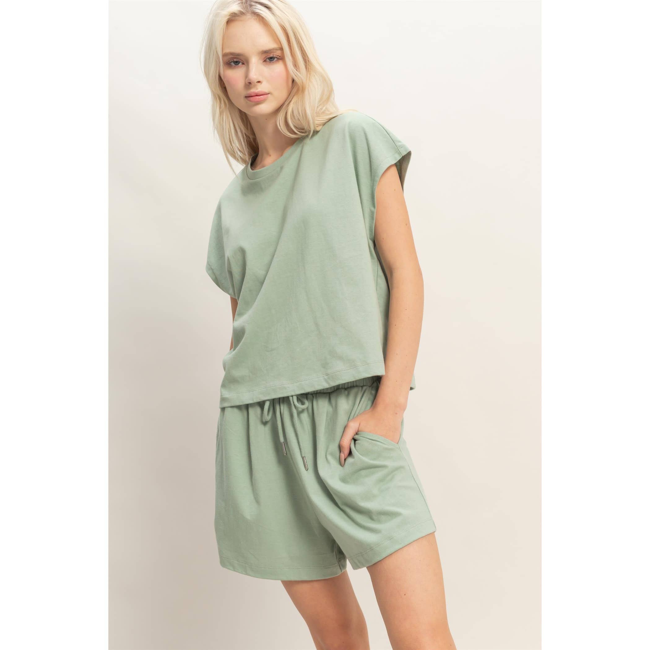 Cap Sleeve Boxy Top And Shorts Set
