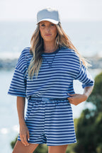 Dropped Shoulder Tee Loose 2pcs Short Set S-4X
