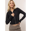Striped Zip-Up Knit Top