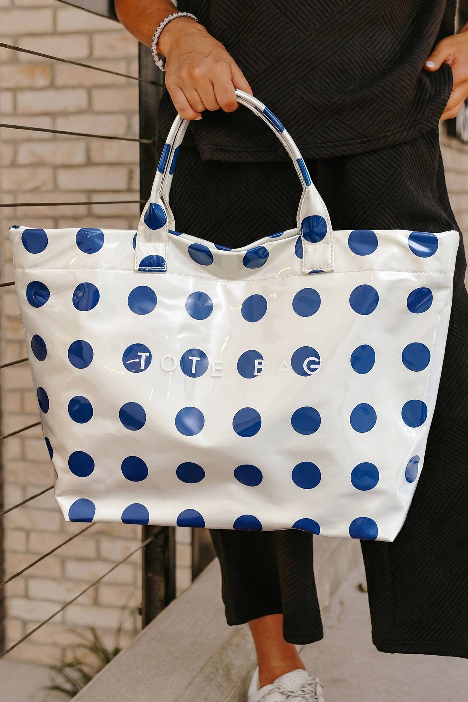 LAS Polka Dot Durable Waterproof PVC Tote Bag