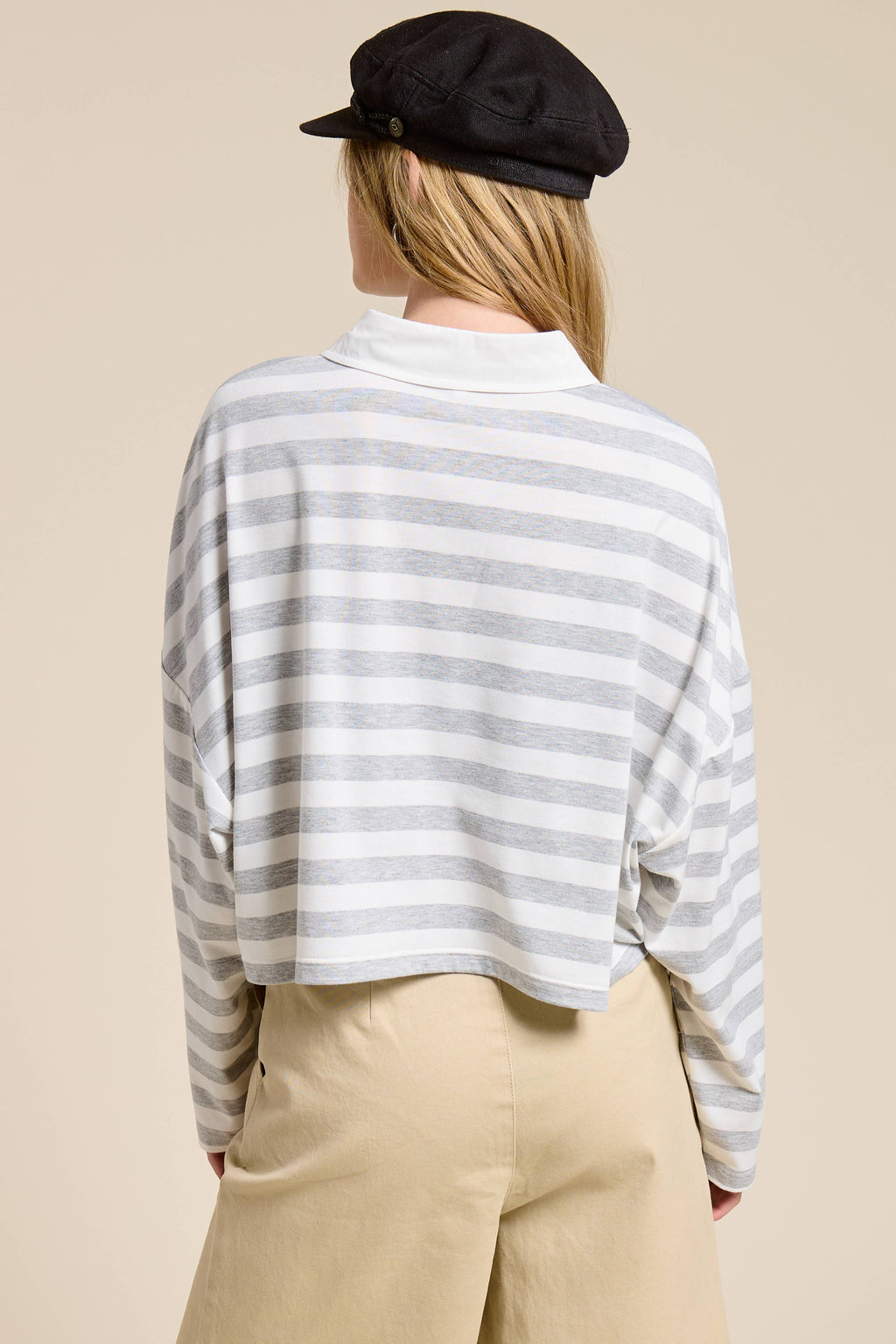 Striped Cropped Polo Shirt