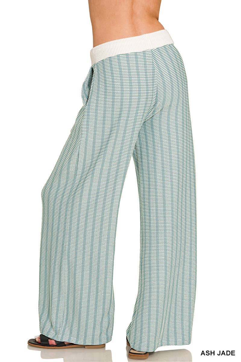 Raised Rib Striped Pullover & Pants 2PC Set