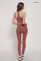 Double Layer Effect Crop Tank Top & Leggings Seamless Set