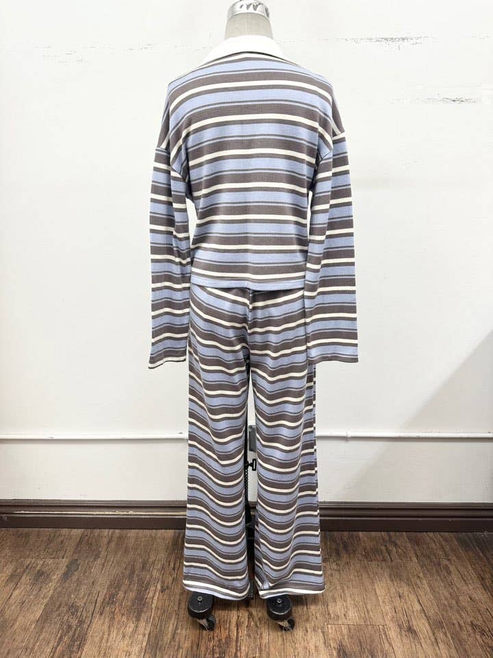 Striped Polo Lounge Set